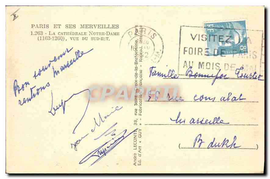 CPA Paris et ses Merveilles La Cathedrale Notre Dame vue de sud est  — Rückseite