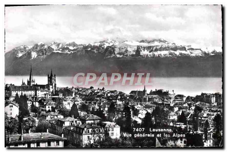 CPA Lausanne Vue generale et les Alpes 