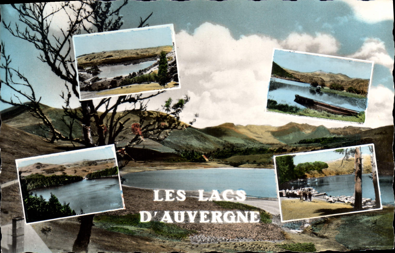 CPM Souvenir D'Auvergne Lac Guery et la chaine du Sancy Lac d'Aydat Lac Chambon Lac Pavin Cour de Ta