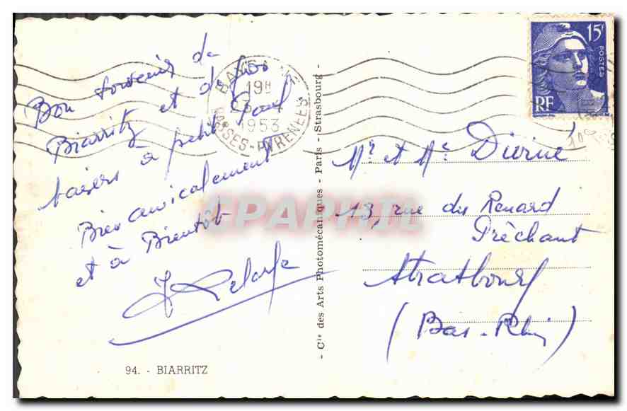 CPM Biarritz  — Verso