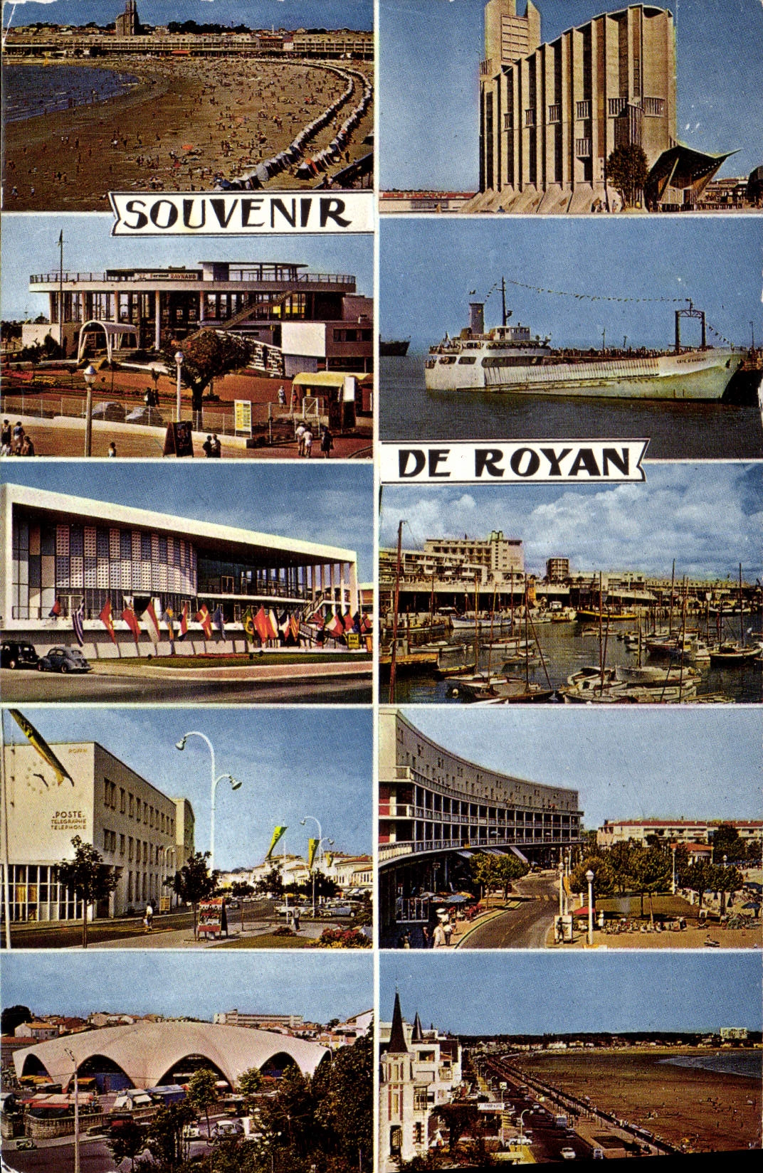 CPM Royan Char Marit de grauche a droite La Plage et le Front d Mer Eglise Le Casino Le Bac Cote d'A