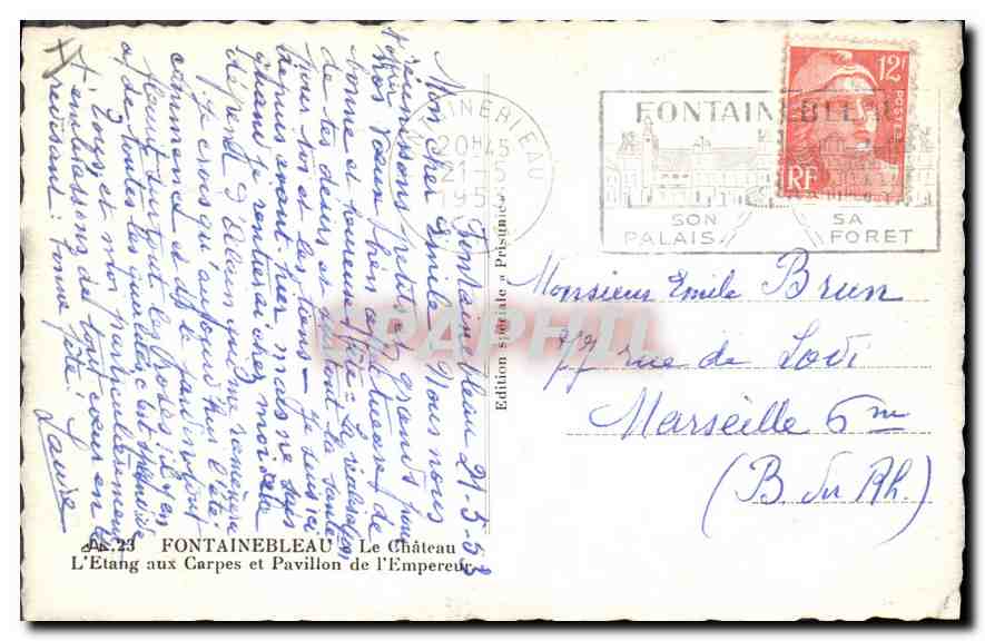 Fontainebleau — L'Étang aux Carpes y el Pavillon del Emperador — Edición especial 'Pasinéa' — Reverso