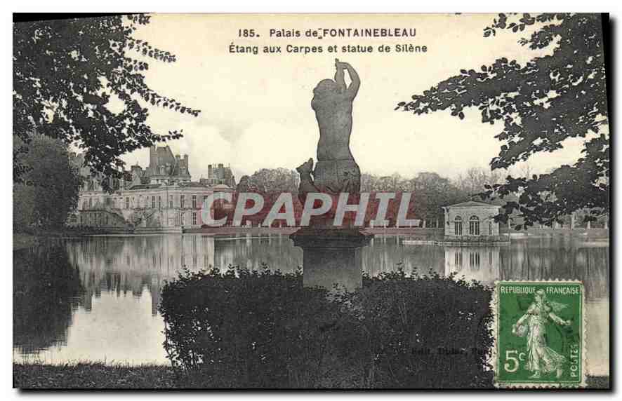 Schloss Fontainebleau — Teich der Karpfen und Statue des Silenus — Serie 185