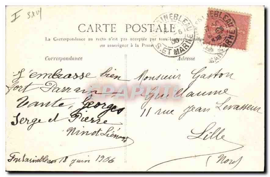Palais de Fontainebleau — La Cour des Adieux — G. B. N. G., Fontainebleau — Verso