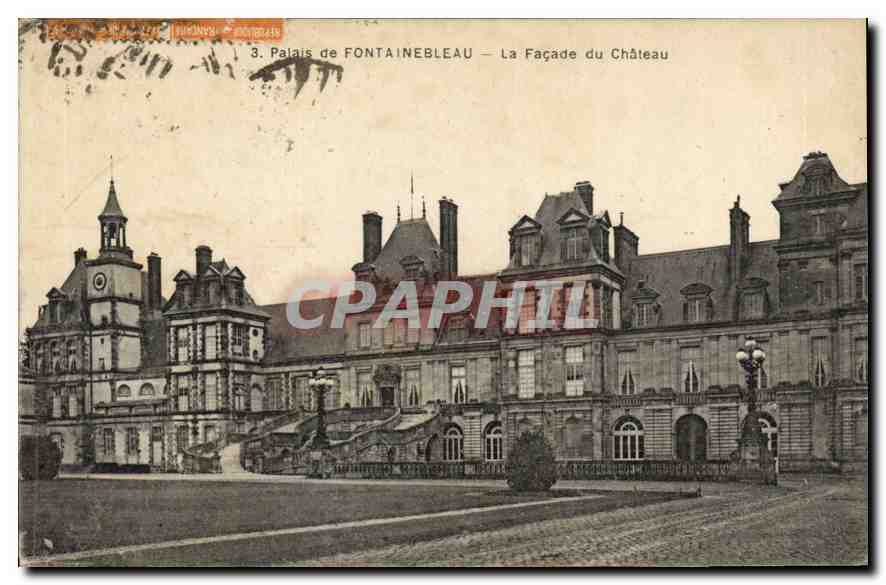 Paleis van FONTAINEBLEAU — De Gevel van het Kasteel — Uitgever: BERNARD & CIE, n°3