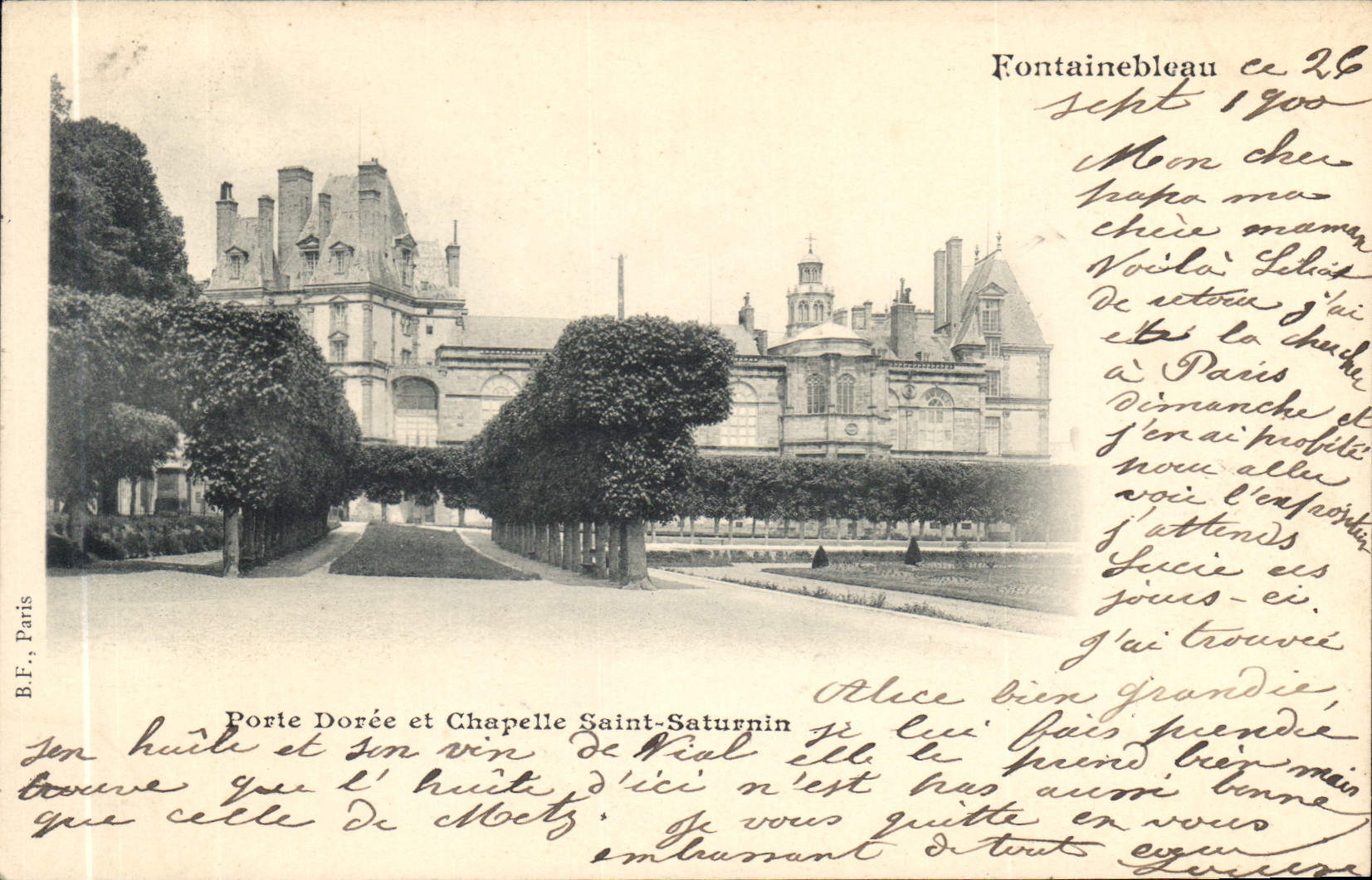 Fontainebleau — Gouden Poort en Kapel van Sint Saturninus — B.F., Parijs