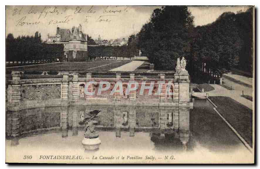 CPA Fontainebleau La Cascade et le Pavillon Sully 