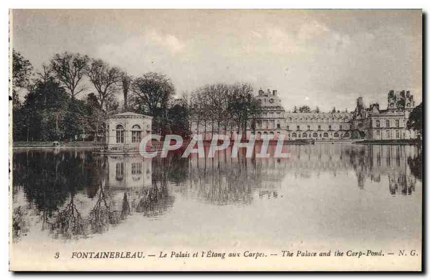 Fontainebleau — Das Schloss und der Karpfenteich — N.G.