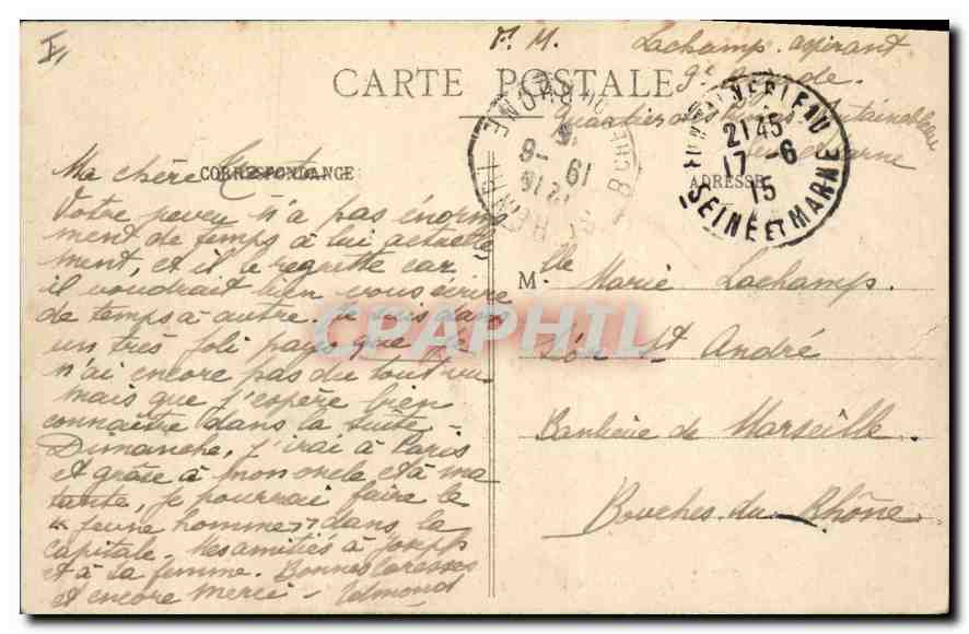 Schloss Fontainebleau — Ansicht vom Bréau — Verlag CPAPHIL, n° 675 — Rückseite