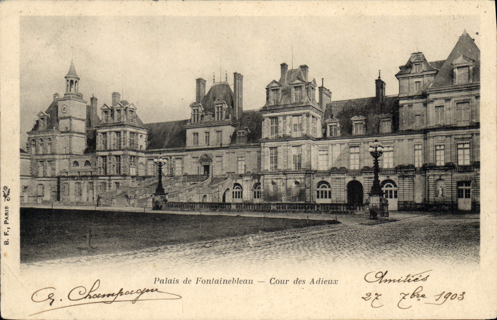 Schloss Fontainebleau — Cour des Adieux — G. Champagnon, B.F. Paris, n° 27