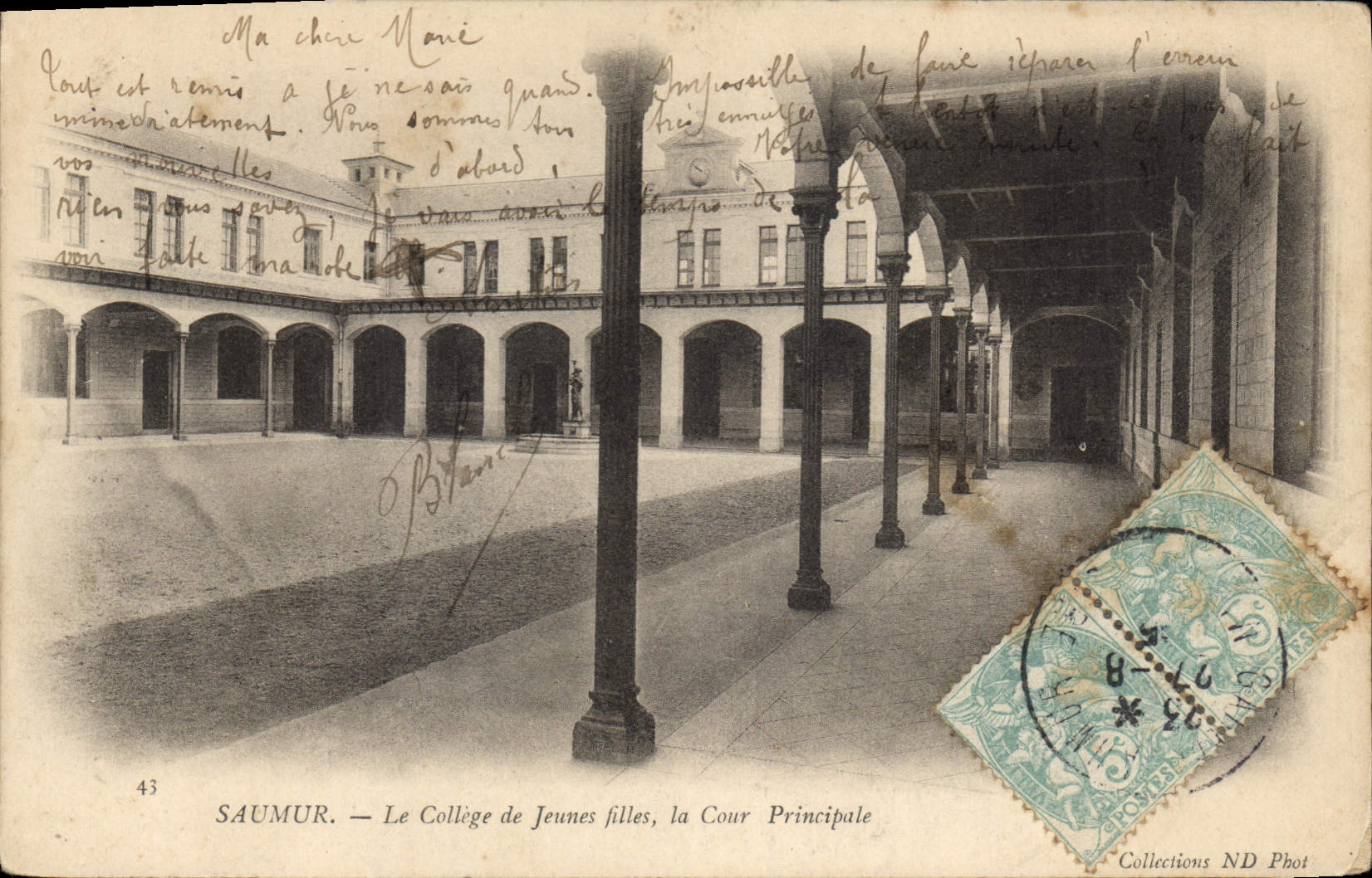 CPA Saumur Le College de Jeunes Filles la Cour Principale 