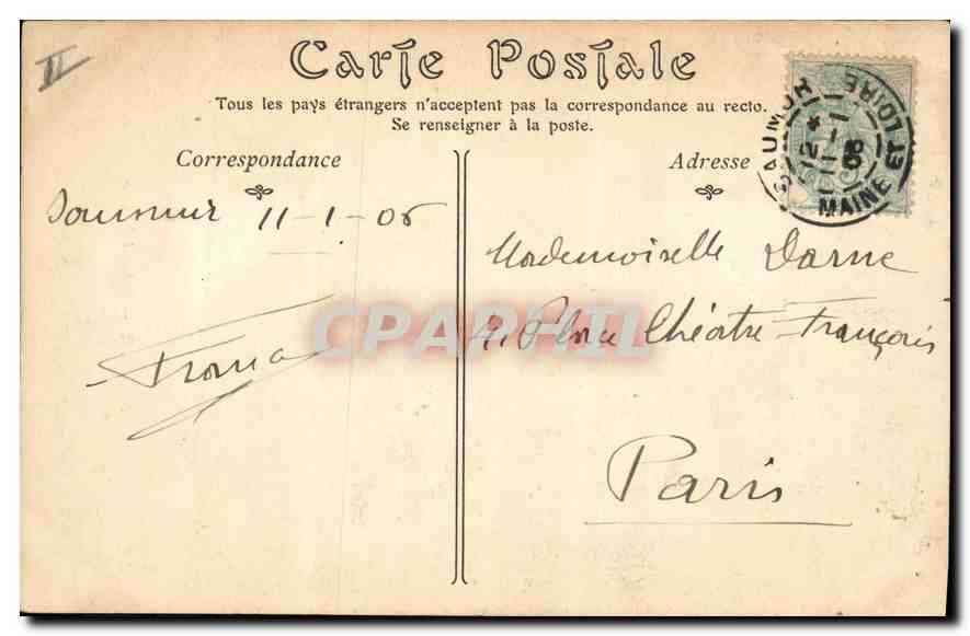 CPA Saumur l'Hotel de Ville  — Rückseite