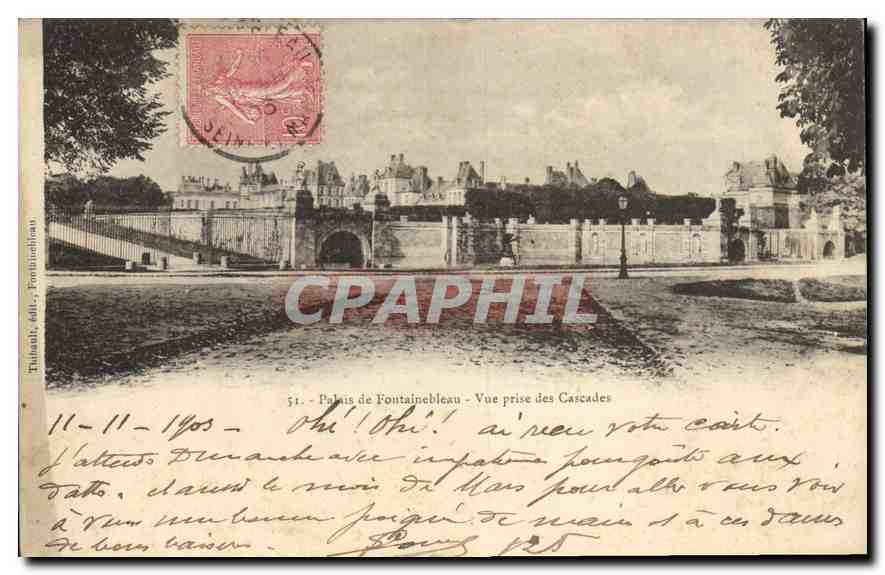 Pałac w Fontainebleau — Widok z Kaskad — Tilsaunt, wydawca, n° 51