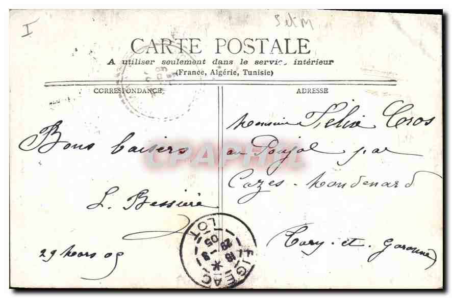 Fontainebleau — Lit de l'Empereur — Éditeur N° 107 — Verso