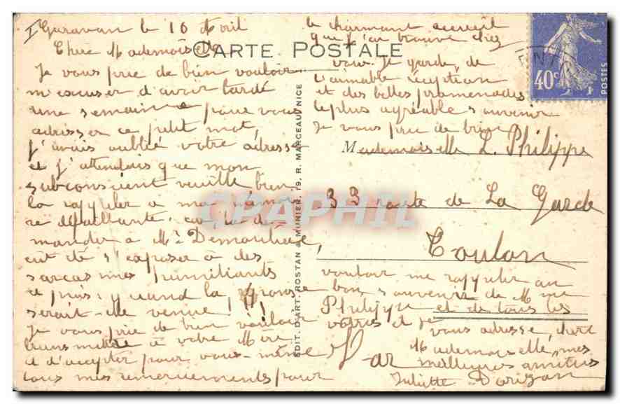 CPA Menton La Vieille Ville et le Boulevard de Garavan  — Rückseite