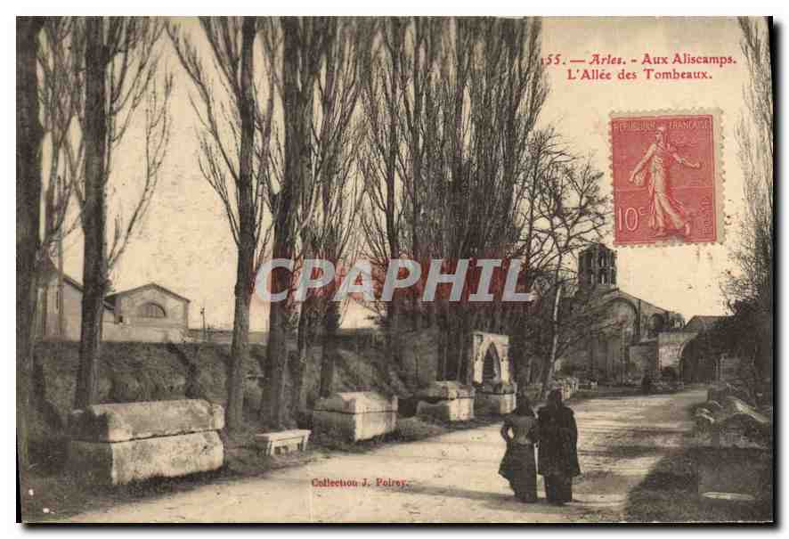 Arles - Aux Aliscamps. L'Allée des Tombeaux — Collection J. Polrey, n°155