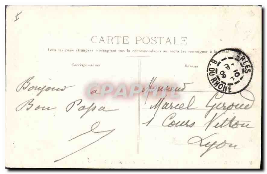 Les Alyscamps - Eingang zum alten Friedhof (12. Jahrhundert) — Fot. Blanchin, Tarascon — Rückseite