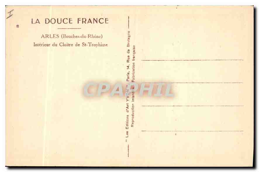 CPA Arles Bouches du Rhone Interieur du Cloitre de St Trophime  — Rückseite