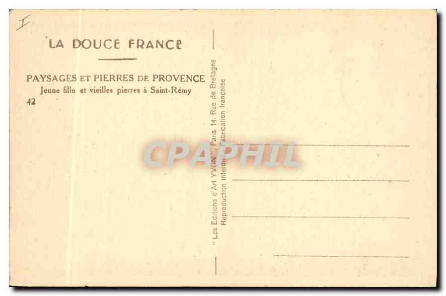 CPA Jeune fille et vieilles pierres a Saint Remy — Verso