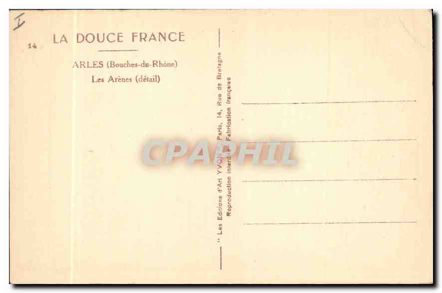 CPA Arles Bouches du Rhone Les Arenes  — Rückseite