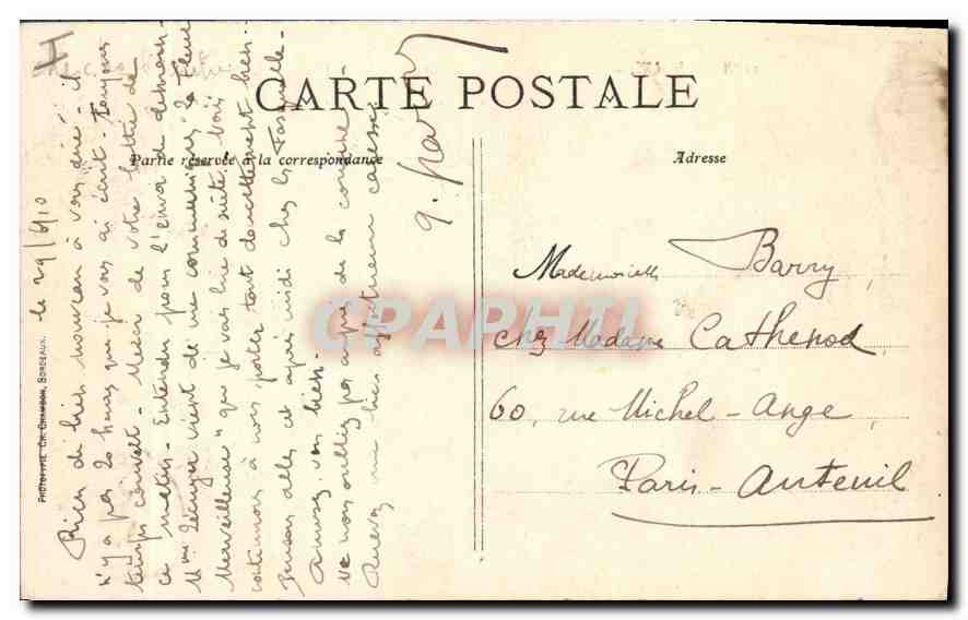CPA Bordeaux Monument des Girondins Groupe Sud  — Verso