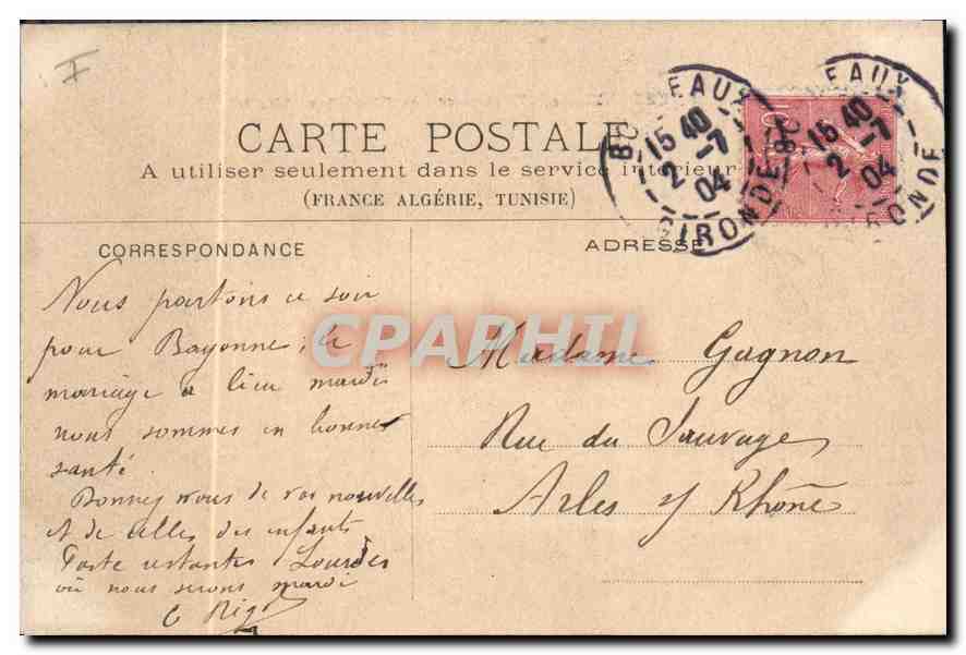 CPA Bordeaux Monument des Girondins  — Verso