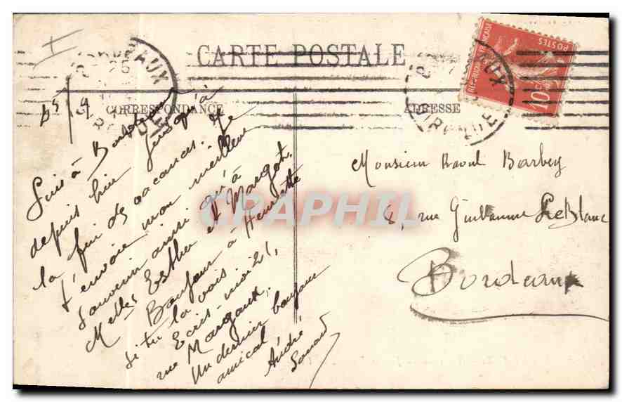 CPA Bordeaux Un Coin du Jardin Public  — Verso