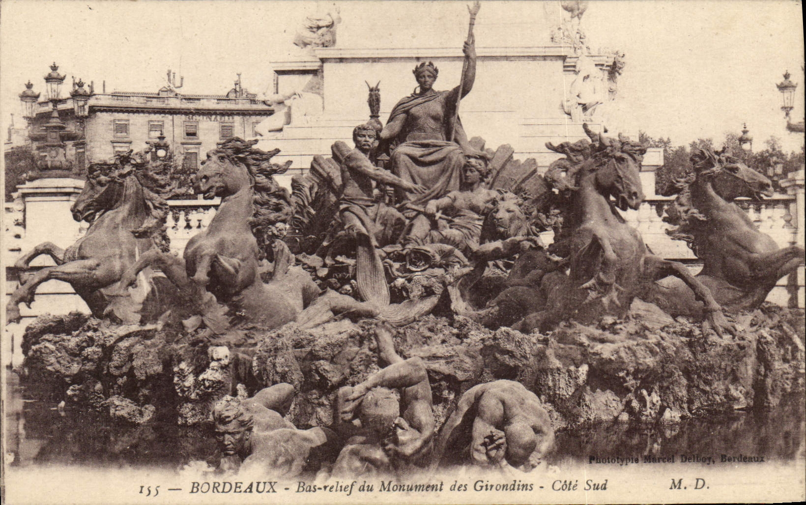Bordeaux — Bas-relief du Monument des Girondins — Côté Sud — Phototypie Marcel Dellboy, Bordeaux
