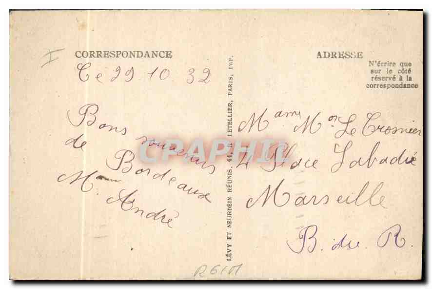 CPA Bordeaux Le Monument des Girondins  — Verso