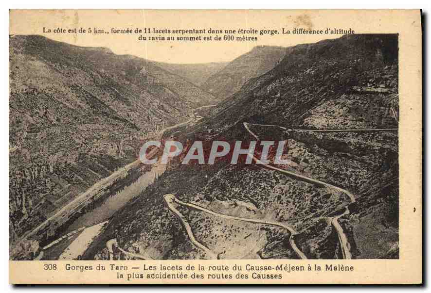 CPA Gorges du Tarn Les Lacets de la Route du Causse Mejean a la Malene la plus accidentee des routes
