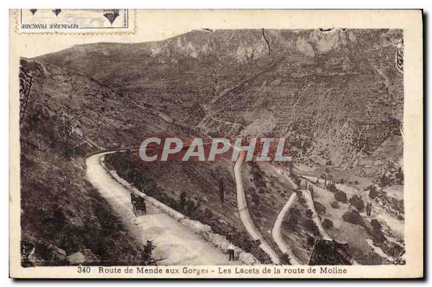 CPA Route de Mende aux Gorges Les Lacets de la route de Moline 