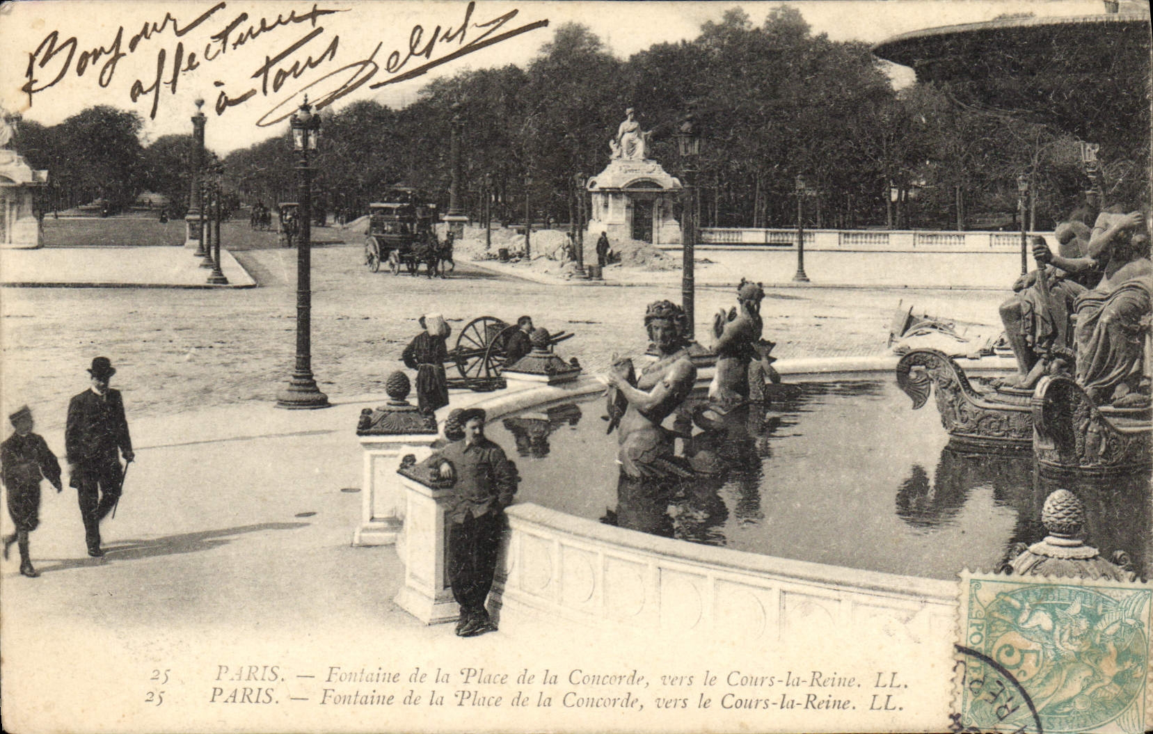 Paris — Fountain of the Place de la Concorde, towards the Cours-la-Reine — LL.