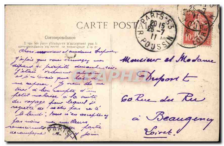 CPA Paris La Conciergerie Bateau Peniche — Verso