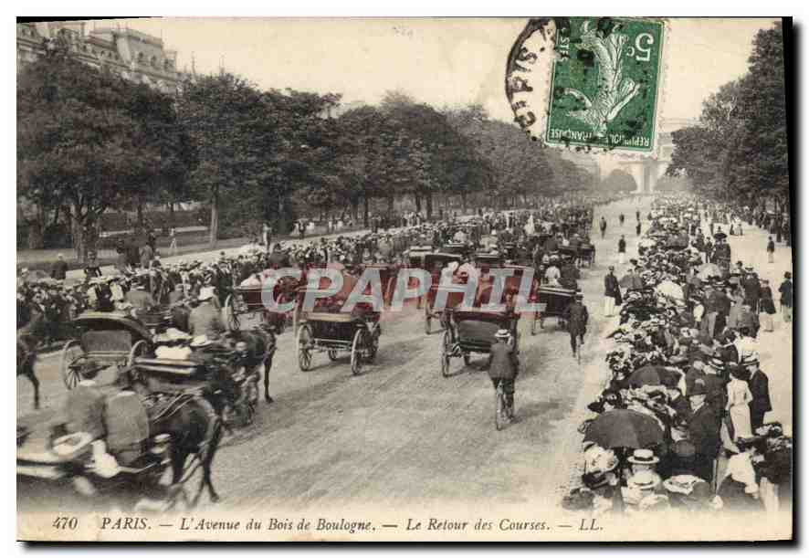CPA Paris L'Avenue du Bois de Boulogne Le Retour des Courses 