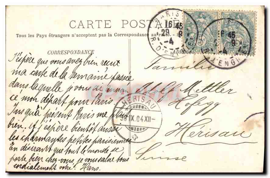 CPA Paris Le Palais du Luxembourg  — Rückseite