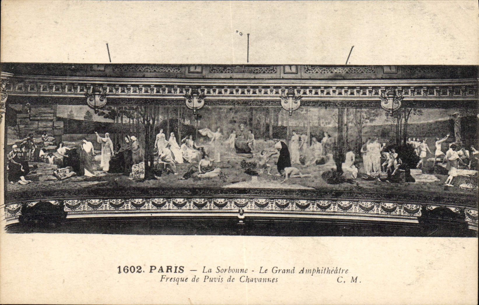 CPA Paris La Sorbonne Le Grand Ampitheatre Fresque de Puvis de Chavannes 