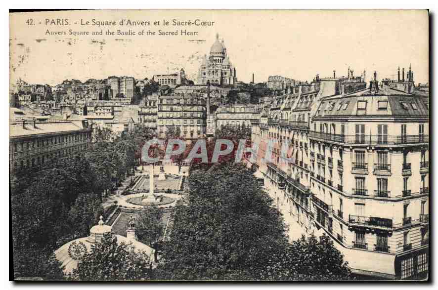 CPA Paris Le Square d'Anvers et le Sacre Coeur 