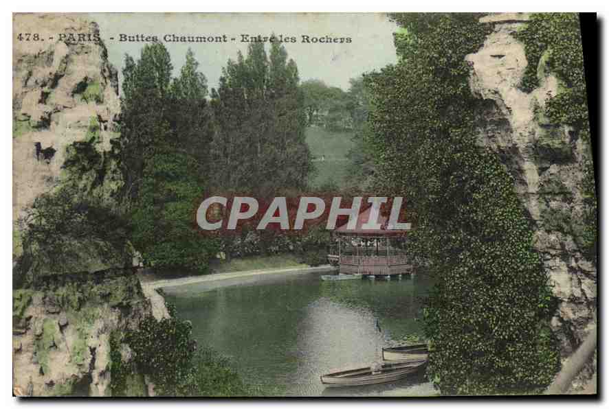 CPA Paris Buttes Chaumont Entre les Rochers 