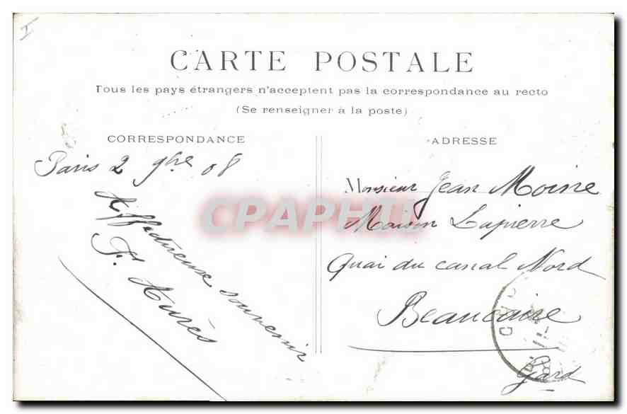 CPA Paris Pont Alexandre III Bateau Peniche — Verso