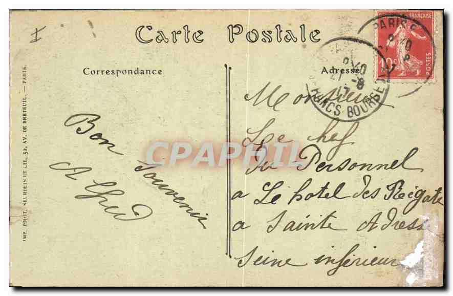 CPA Paris Le Pont de la Concorde et la Chambre des Deputes  — Rückseite