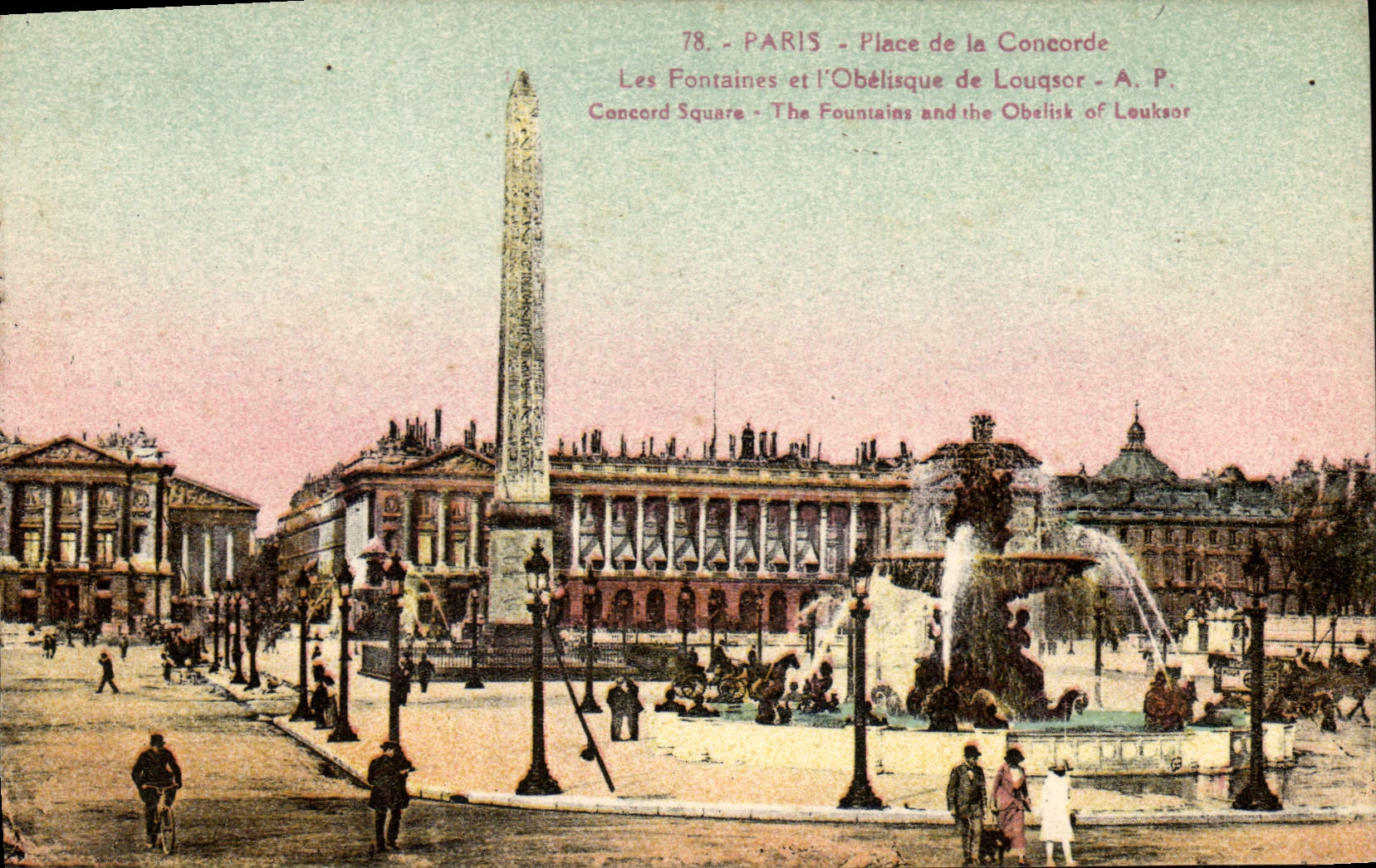 CPA Paris Place de la Concorde Les Fontaines et l'Obelisque de Louqsor 