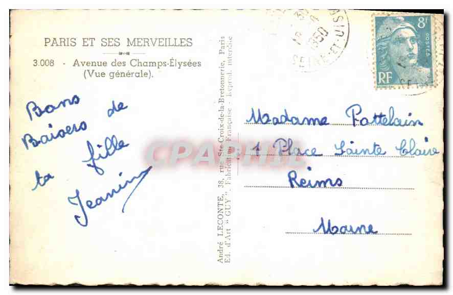 CPA Paris et ses Merveilles Avenue des Champs Elysees Vue generale  — Rückseite
