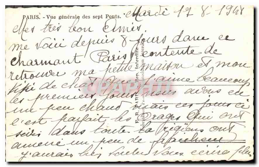 CPA Paris Vue generale des sept Ponts  — Rückseite