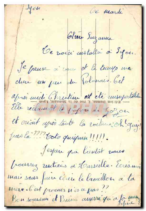 CPA Lyon Place des Terreaux Les Pigeons  — Verso