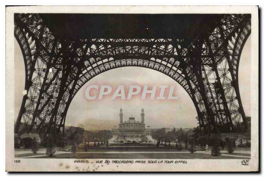 CPA Paris Vue du Trocadero prise sous la Tour Eiffel 