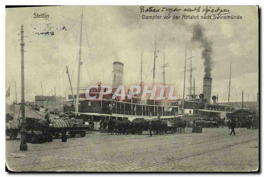 CPA Stettin Dampfer vor der Abfahrt nach Swinemunde Bateau