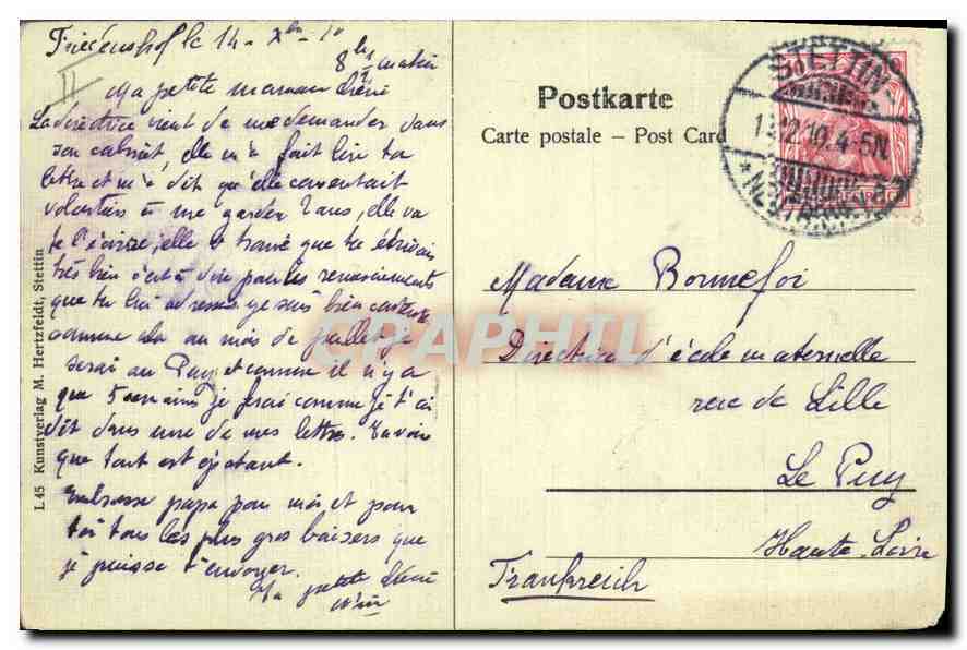 CPA Stettin Dampfer vor der Abfahrt nach Swinemunde Bateau — Verso