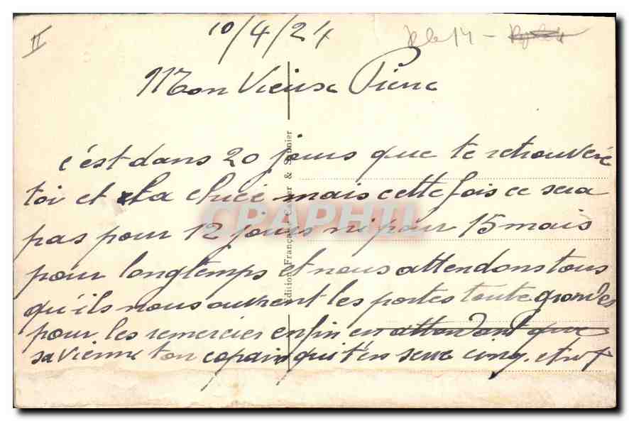 CPA L'occupation Francaise en Allemagne Treves Caserne du Grand Couronne  — Rückseite