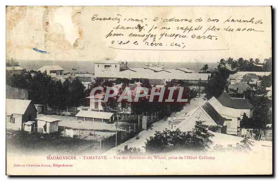 CPA Madagascar Tamatave Vue des Environs du Whaf prise de l'Hotel Coliomp 