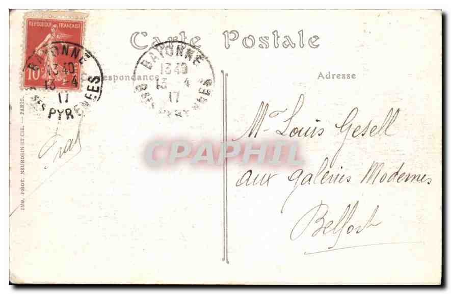 CPA Biarritz La Roche Percee  — Verso